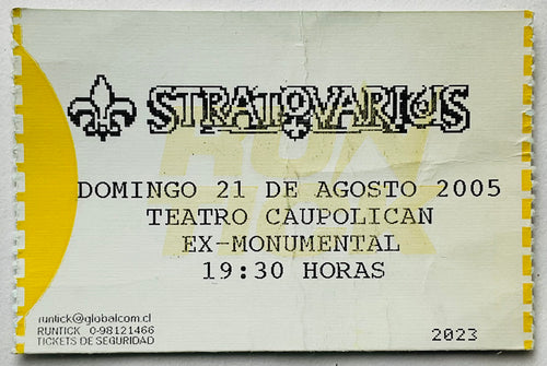 Stratovarius Original Used Concert Ticket Teatro Caupolican Santiago 21st Aug 2005