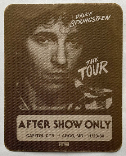 Bruce Springsteen Original Unused Concert Tour Backstage Pass Ticket Capitol Center Largo 23rd Nov 1980