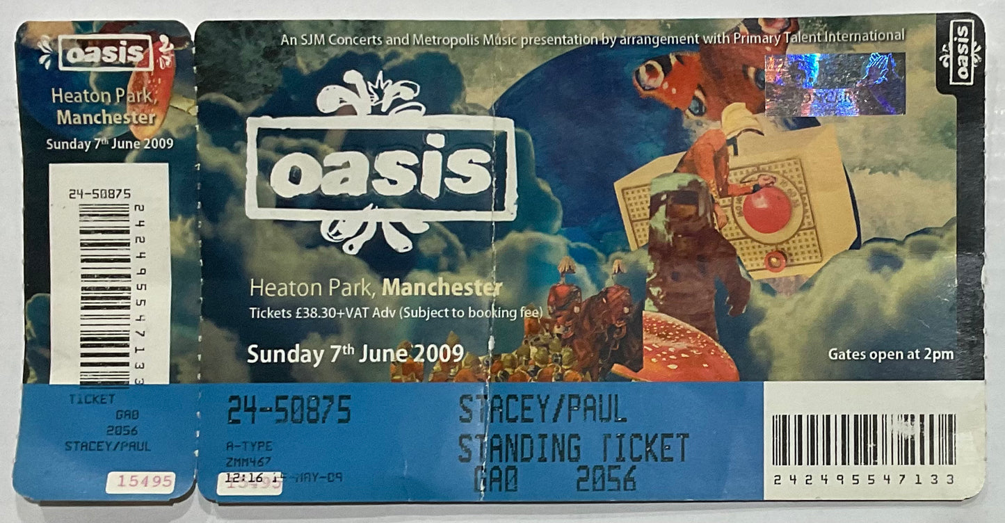 Oasis Original Used Concert Ticket Heaton Park Manchester 7th June 2009