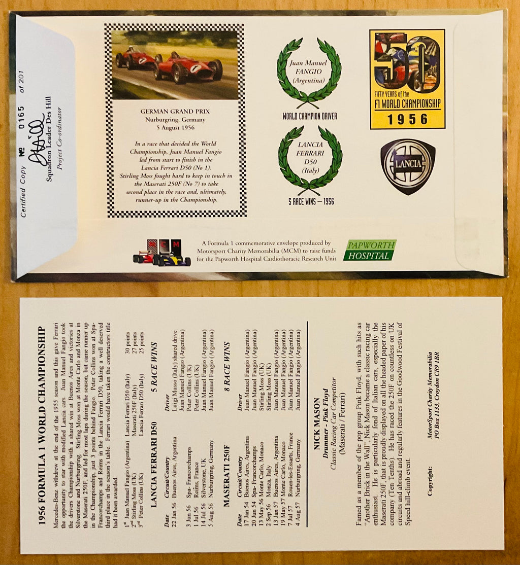 Pink Floyd Nick Mason Original Signed Autographed Lancia Ferrari D50 1st Day Cover 2006