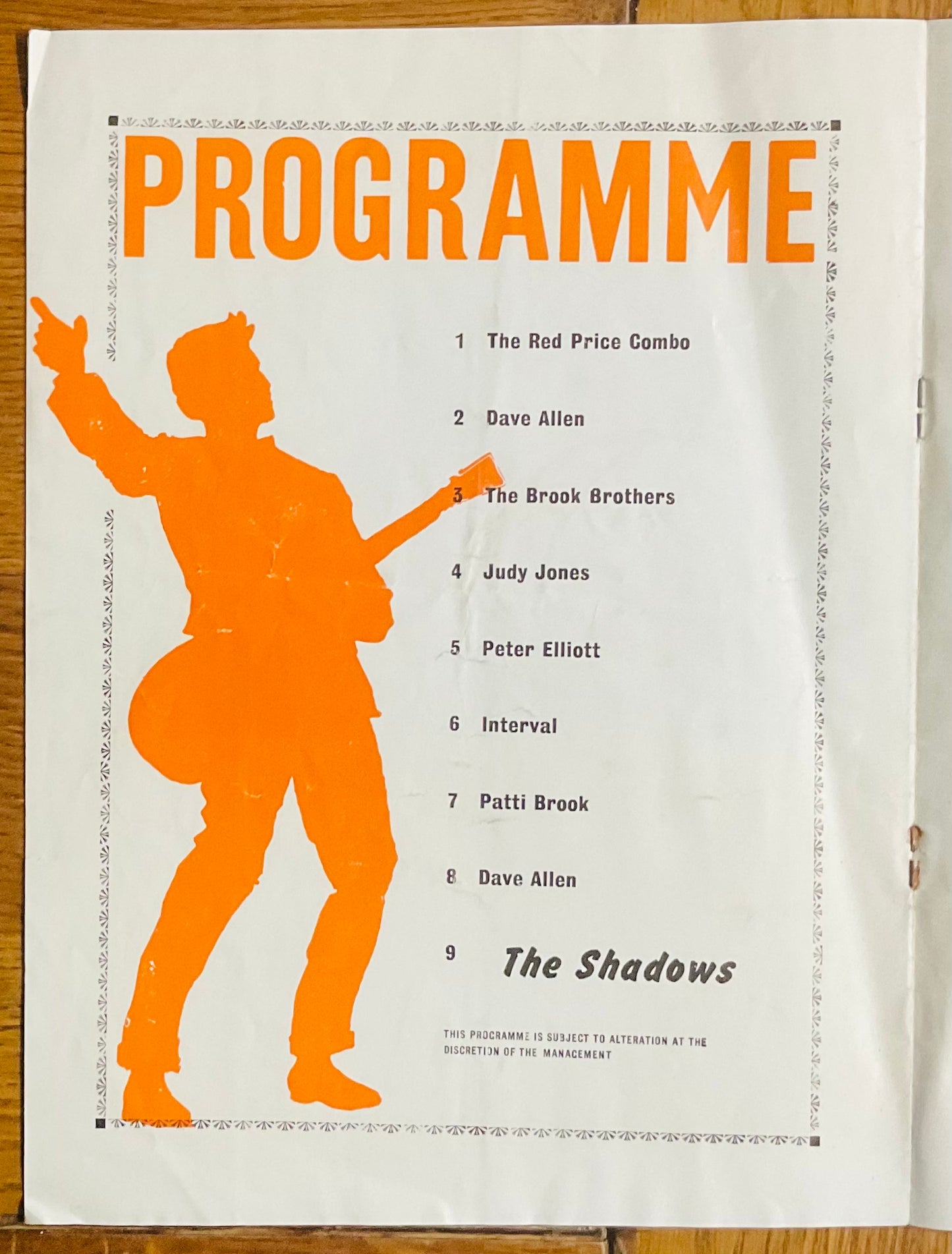 Shadows Patti Brook Original Signed Concert Programme Danilo Cinema Cannock 1961