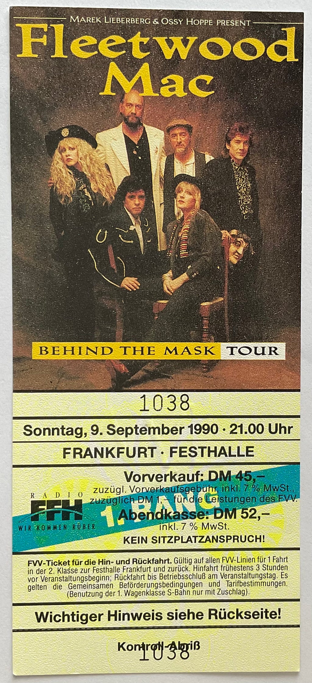 Fleetwood Mac Original Unused Concert Ticket Festhalle Frankfurt 9th Sep 1990