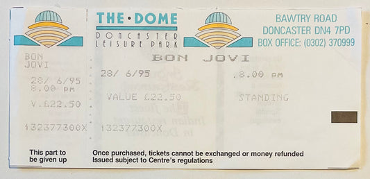 Bon Jovi Original Unused Concert Ticket Doncaster Dome 28th Jun 1995