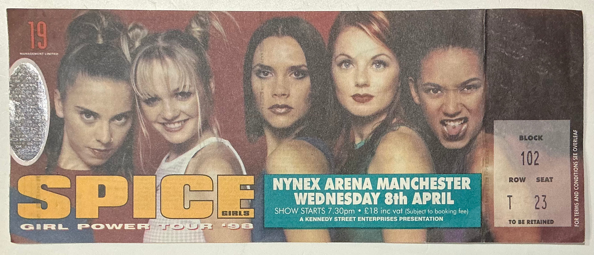 Spice Girls Original Concert Ticket NYNEX Arena Manchester 8th Apr 1998