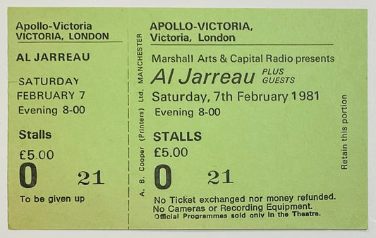 Al Jarreau Original Unused Concert Ticket Apollo Victoria Theatre Theatre London 7th Feb 1981