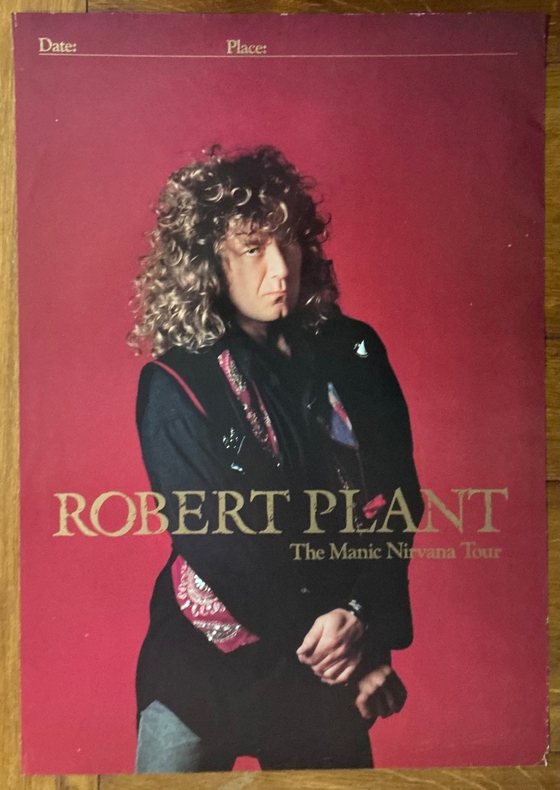 Led Zeppelin Robert Plant Original Promo Concert Tour Poster Manic Nirvana Tour 1990/1991