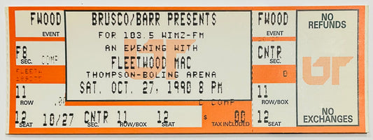 Fleetwood Mac Original Unused Concert Ticket Thompson Boling Arena Knoxville 27th Oct 1990