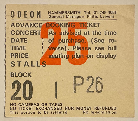 Gary Moore Original Used Concert Ticket Hammersmith Odeon London 2nd Apr 1987