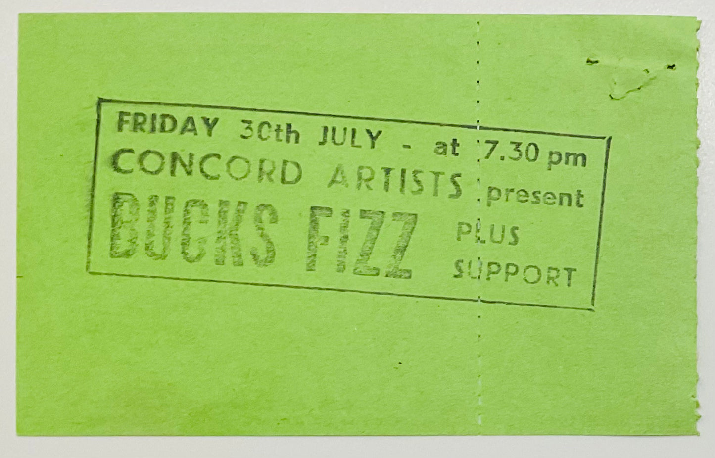 Bucks Fizz Original Unused Concert Ticket Hammersmith Odeon London 30th Jul 1982