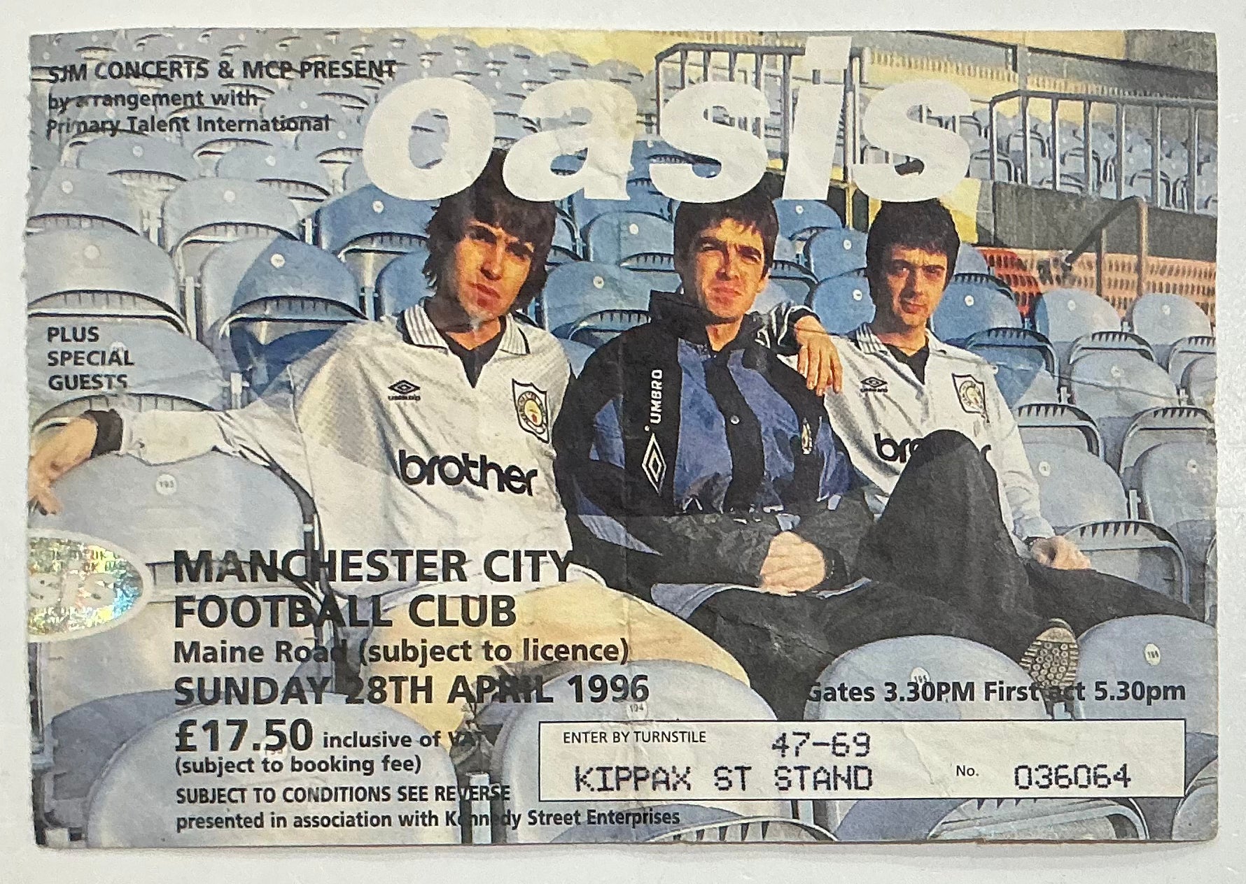 Oasis Original Used Concert Ticket Manchester City Football Club 28th April 1996