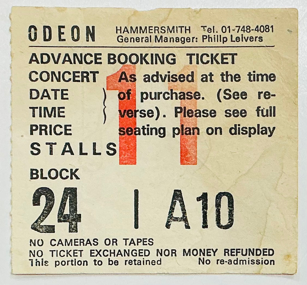 Motörhead Original Used Concert Ticket Hammersmith Odeon London 1985
