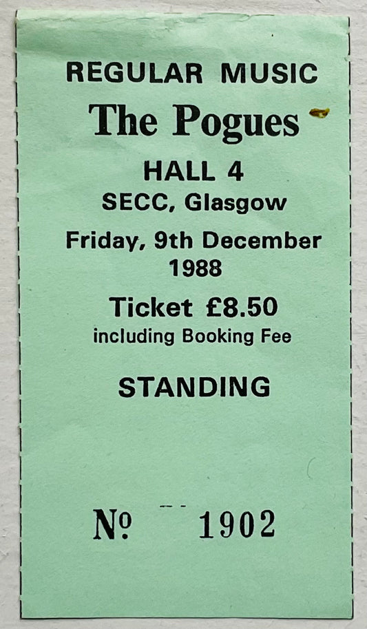 Pogues Original Used Concert Ticket SECC Glasgow 9th Dec 1988