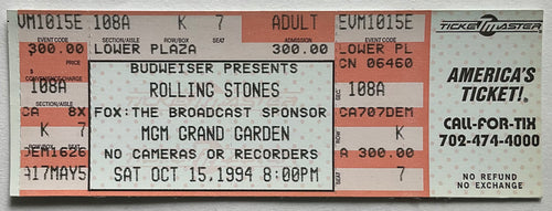 Rolling Stones Original Unused NMint Concert Ticket Las Vegas 15th Sept 1994