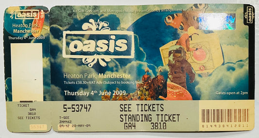 Oasis Original Rare Concert Ticket Heaton Park Manchester 4th Jun 2009