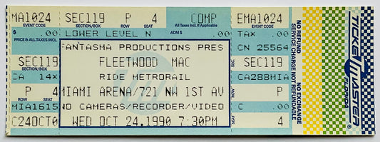 Fleetwood Mac Original Unused Concert Ticket Miami Arena 24th Oct 1990