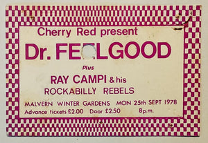Dr Feelgood Original Used Concert Ticket Winter Gardens Malvern 25th Sep 1978