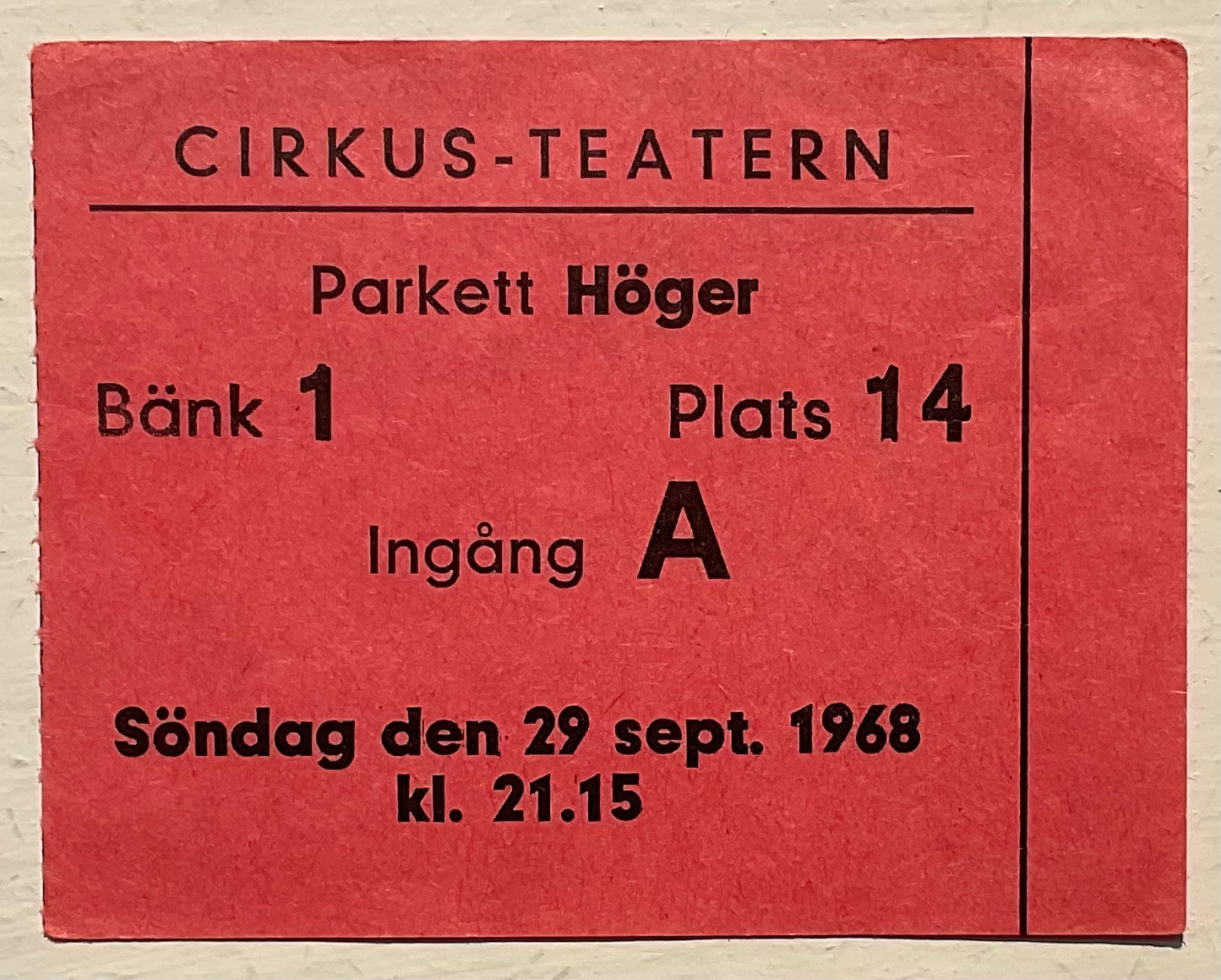 Hollies Original Used Concert Ticket Cue Club Gothenburg 29th Sep 1968