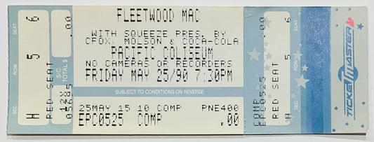 Fleetwood Mac Original Unused Concert Ticket Pacific Coliseum Vancouver 25th May 1990