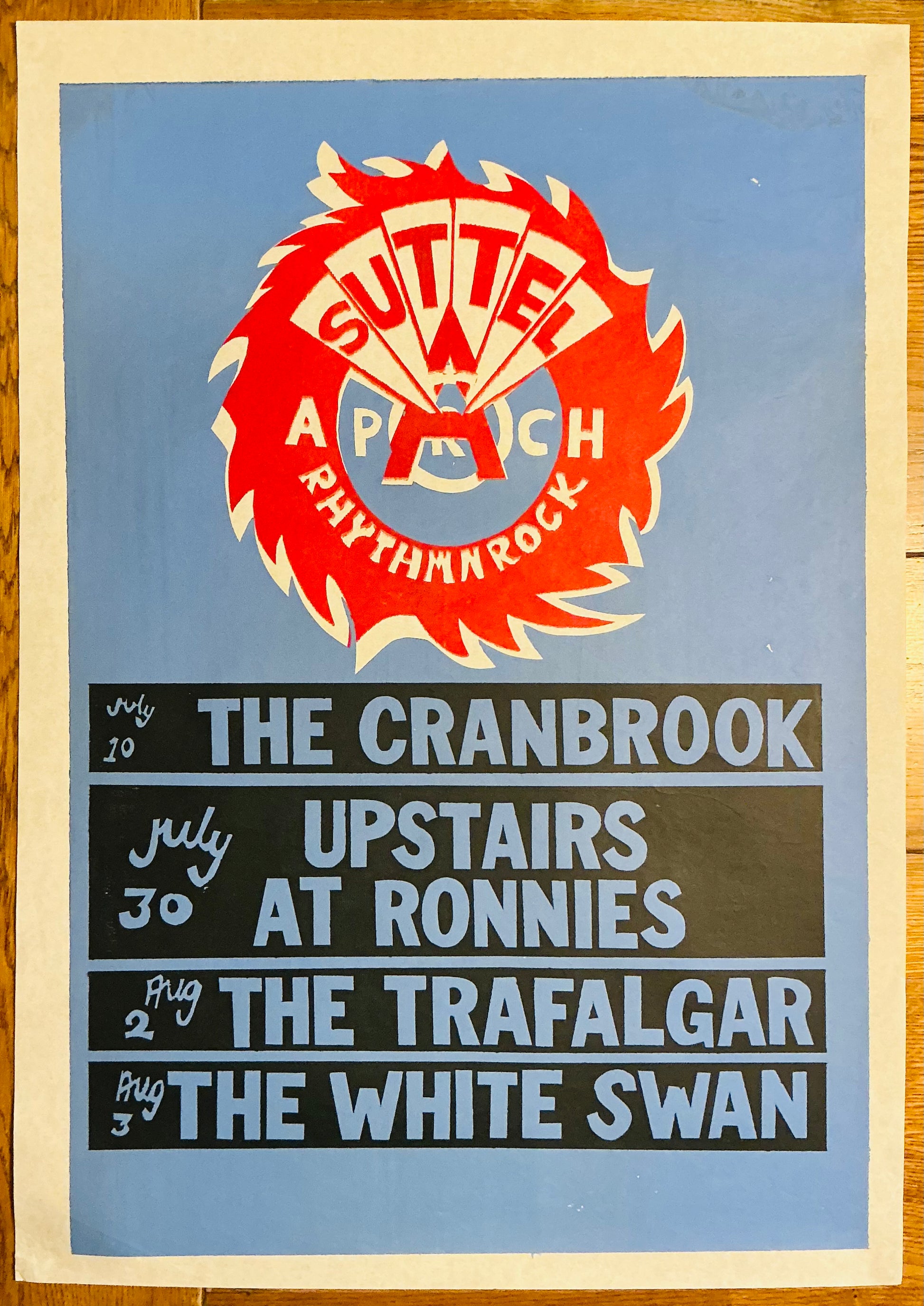 Suttel Approach Original Promo Concert Tour Poster London Jul-Aug 1988