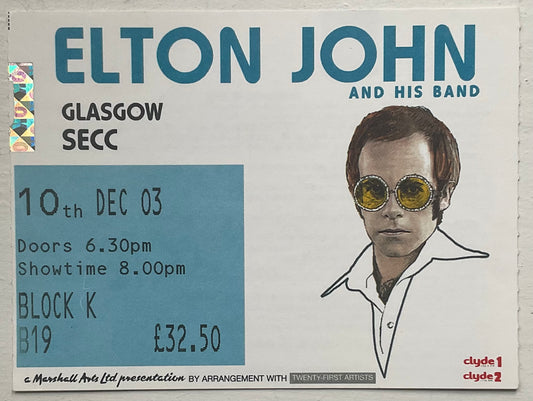 Elton John Original Used Concert Ticket SECC Glasgow 10th Dec 2003