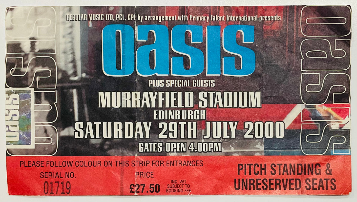 Oasis Original Used Concert Ticket Murrayfield Stadium Edinburgh 29th July 2000