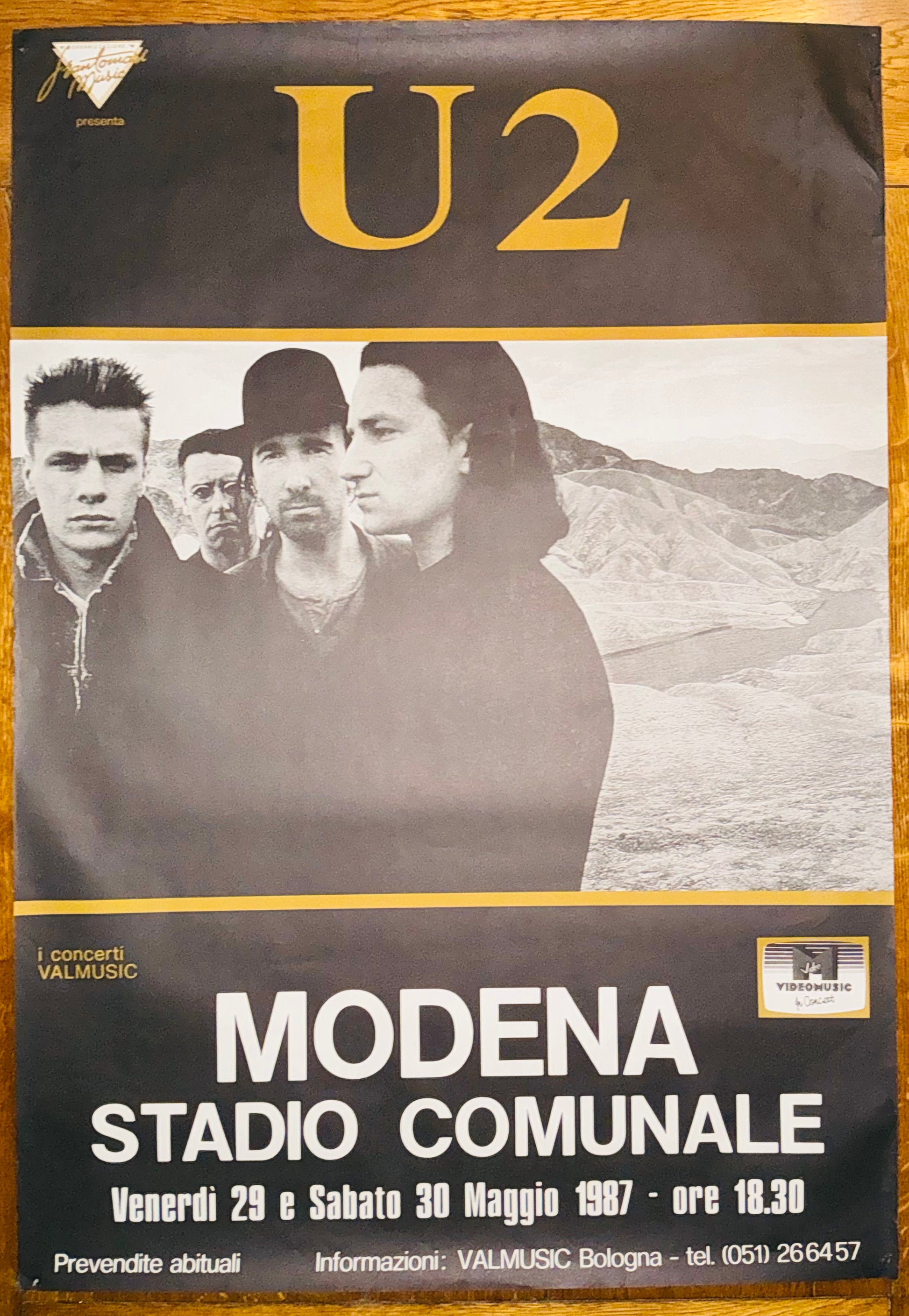 U2 Original Promo Concert Tour Gig Poster Stadio Comunale Modena 29th & 30th May 1987