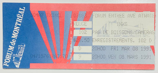 INXS Original Used Concert Ticket Forum de Montreal 8th Mar 1991