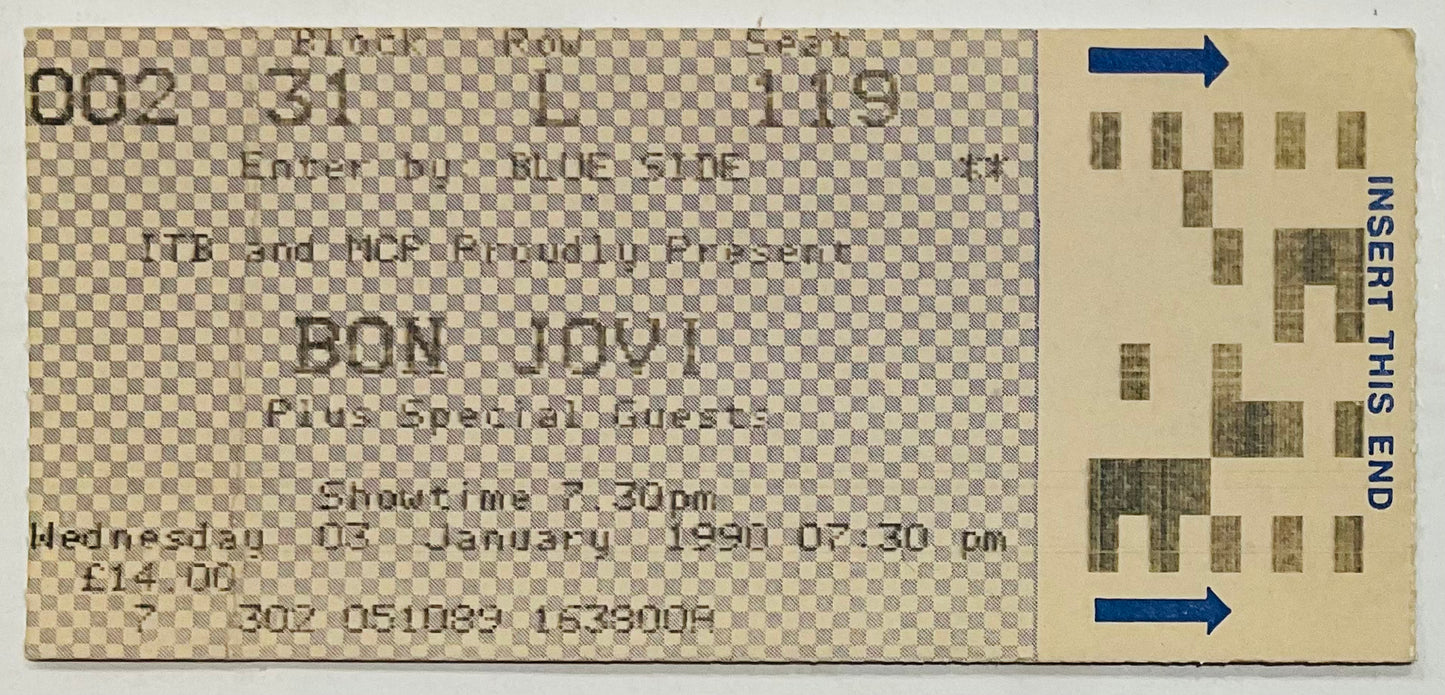 Bon Jovi Original Used Concert Ticket Wembley Arena London 3rd Jan 1990