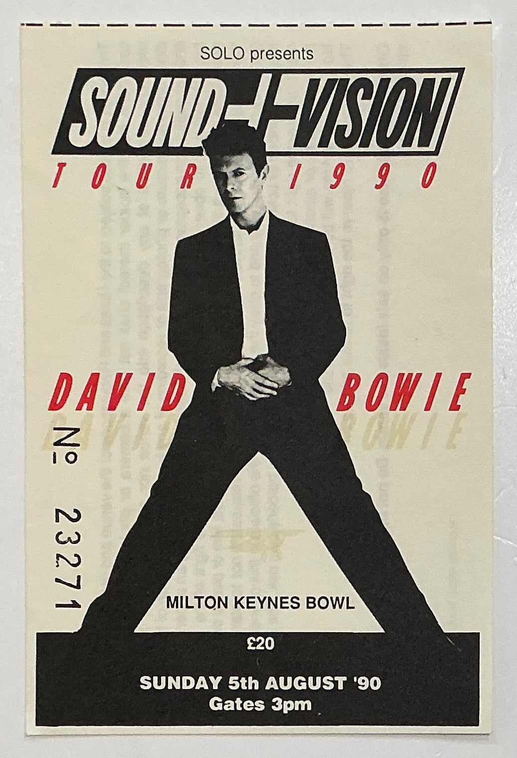 David Bowie Original Concert Ticket Milton Keynes Bowl 5th Aug 1990