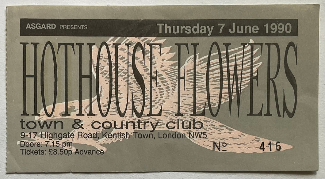 Hothouse Flowers Original Used Concert Ticket Town & Country Club London 7th Jun 1990