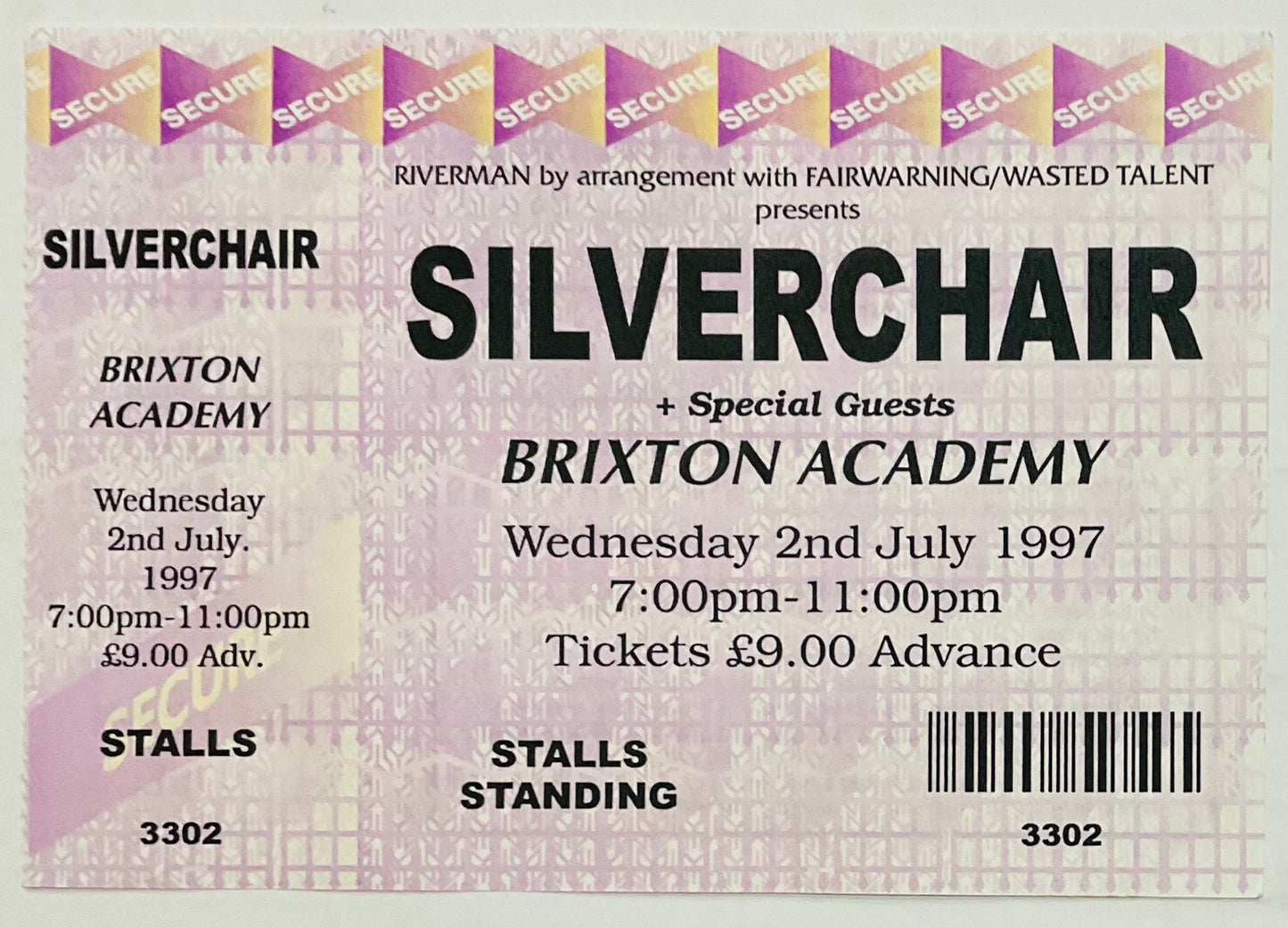 Silverchair Original Unused Concert Ticket Brixton Academy London 2nd July 1997