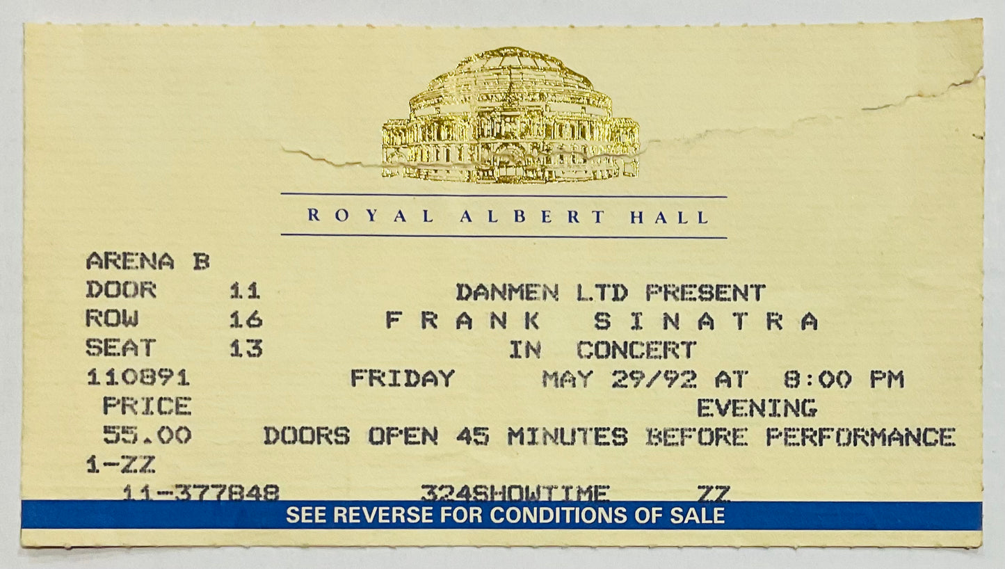 Frank Sinatra Original Used Concert Ticket Royal Albert Hall London 29th May 1992