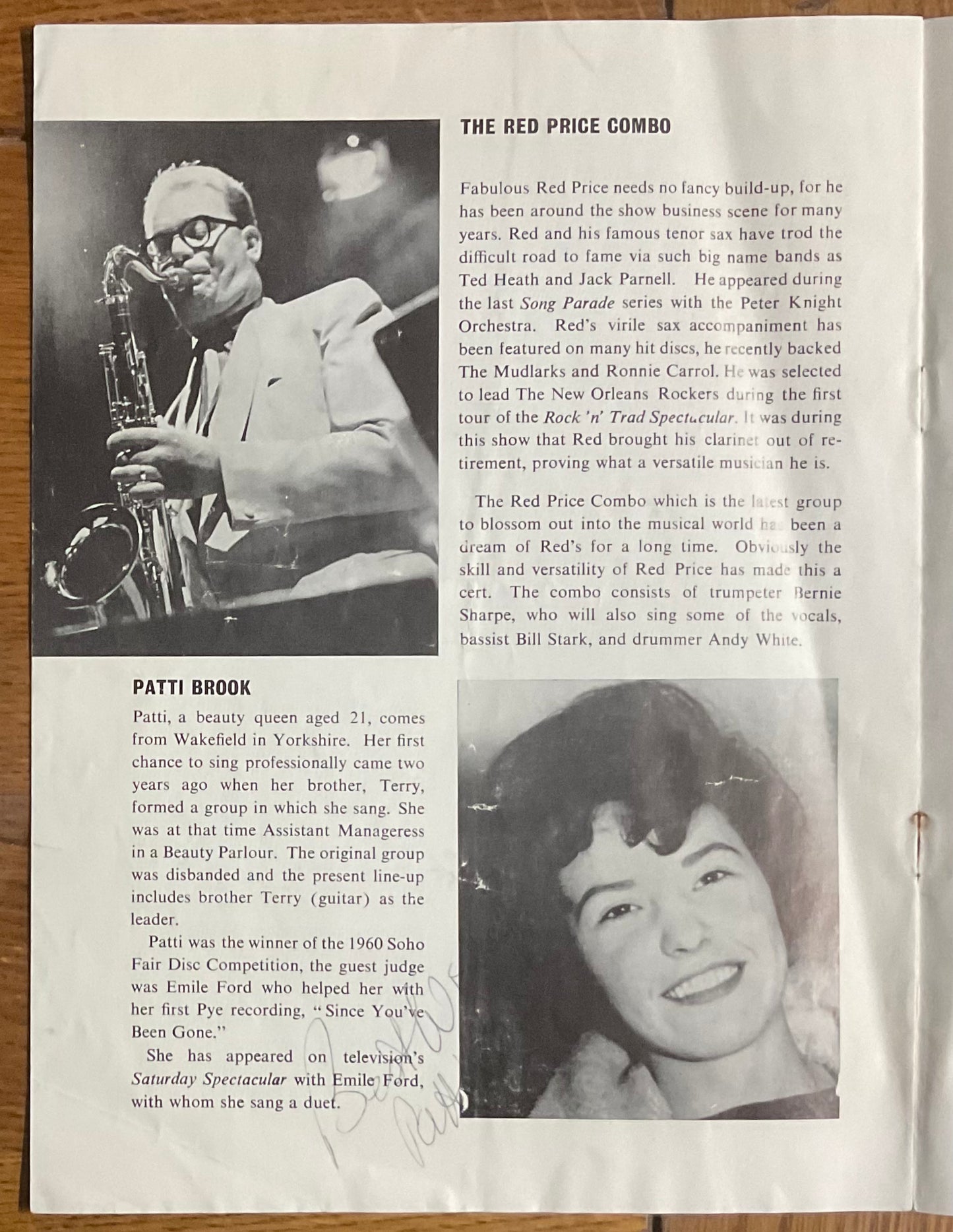 Shadows Patti Brook Original Signed Concert Programme Danilo Cinema Cannock 1961