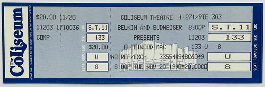 Fleetwood Mac Original Unused Concert Ticket Richfield Theatre Coliseum 20th Nov 1990