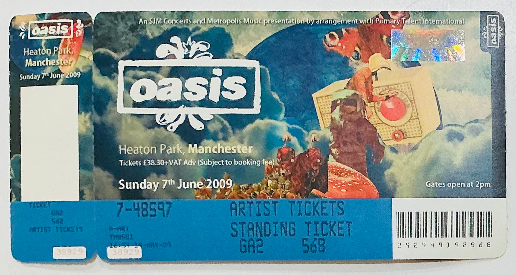 Oasis Original Used Concert Ticket Heaton Park Manchester 7th June 2009