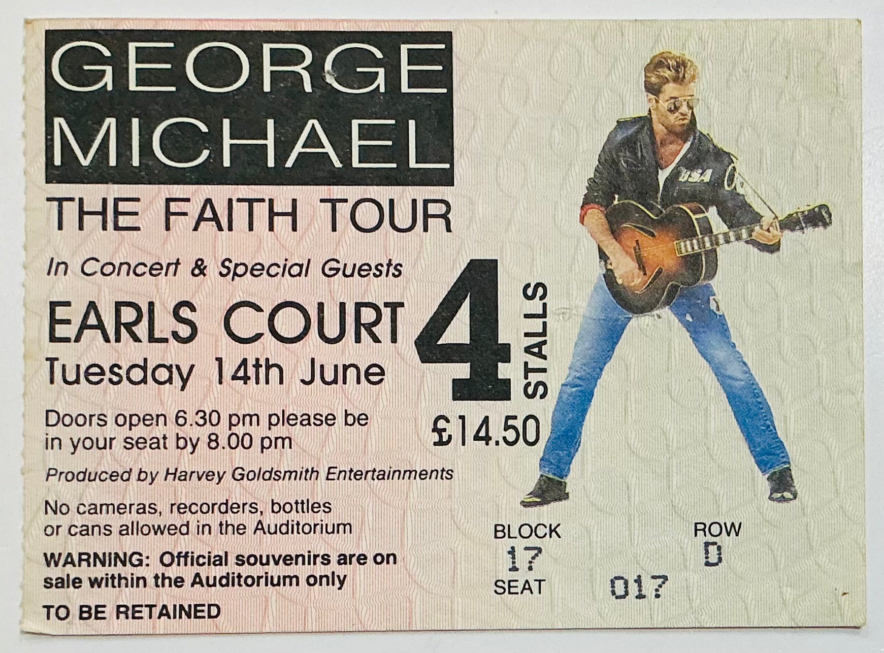 George Michael Original Used Concert Ticket Earls Court London 14th Jun 1988