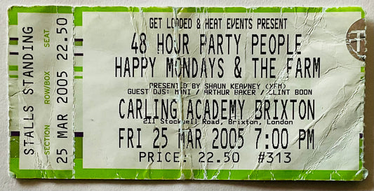 Happy Mondays The Farm Original Used Concert Ticket Carling Academy Brixton 2005