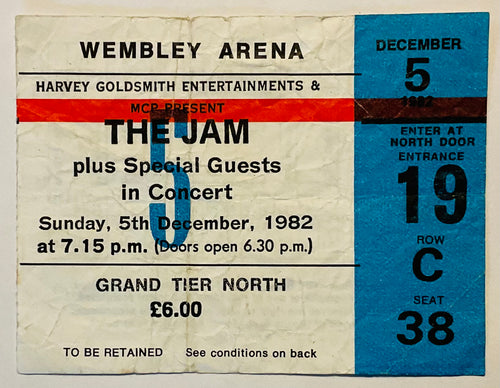 Jam Original Used Concert Ticket Wembley Arena London 5th Dec 1982