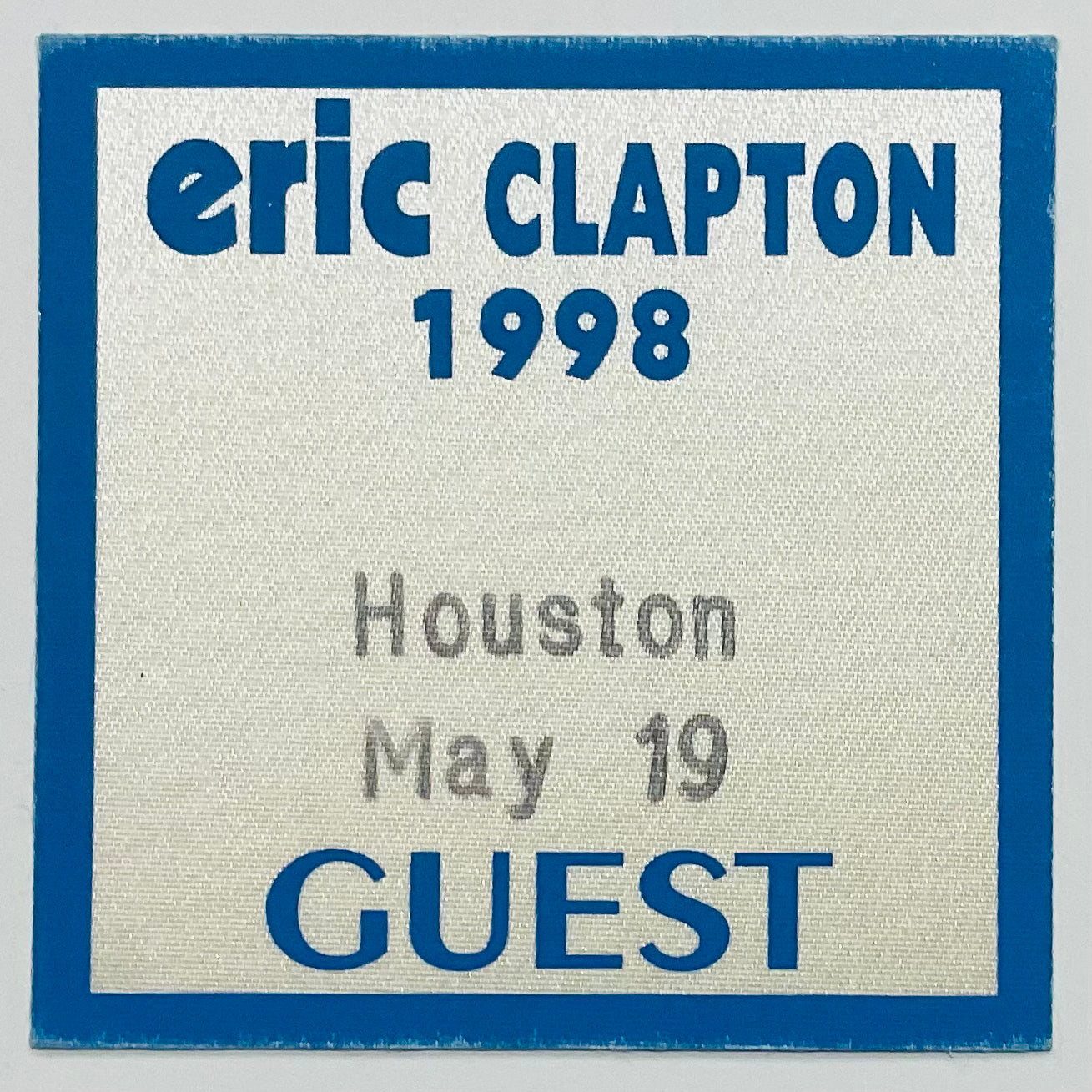 Eric Clapton Original Unused Concert Backstage Pass Ticket Compaq Center Houston 19th May 1998