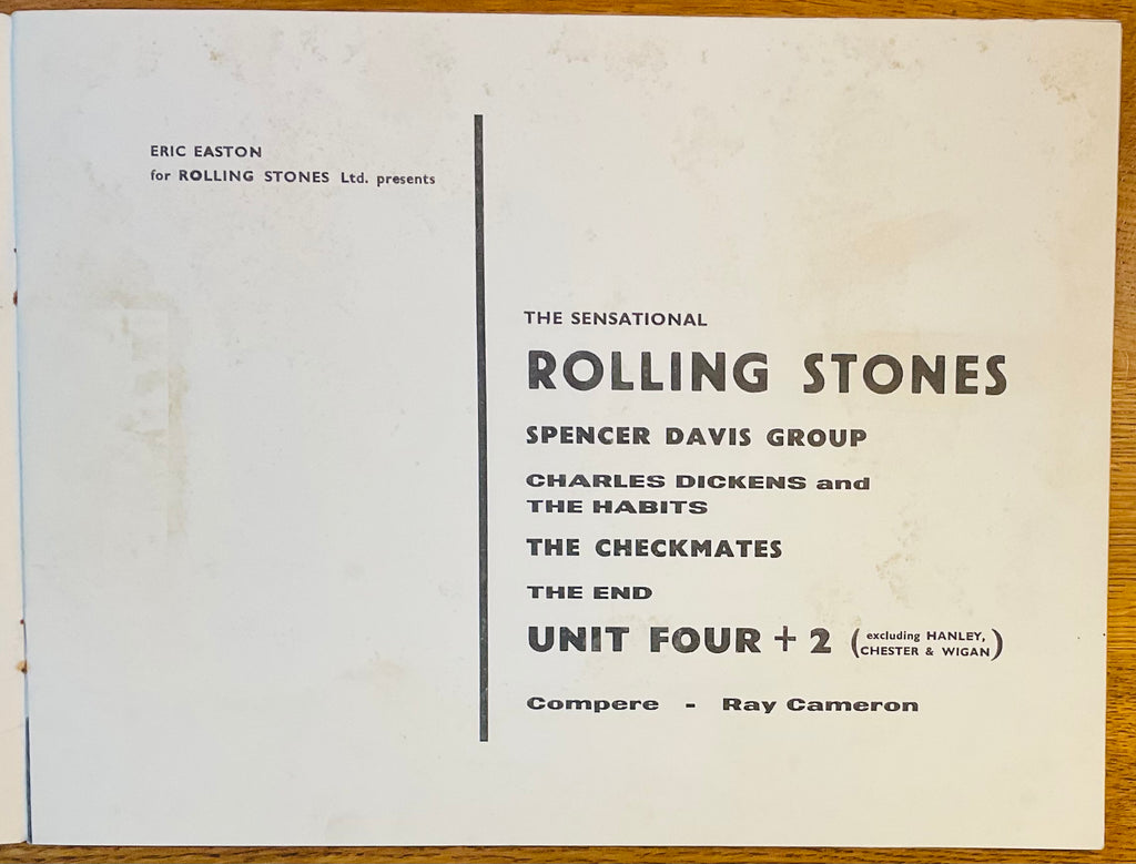 Rolling Stones Original Concert Programme Autumn U.K. Tour 1965