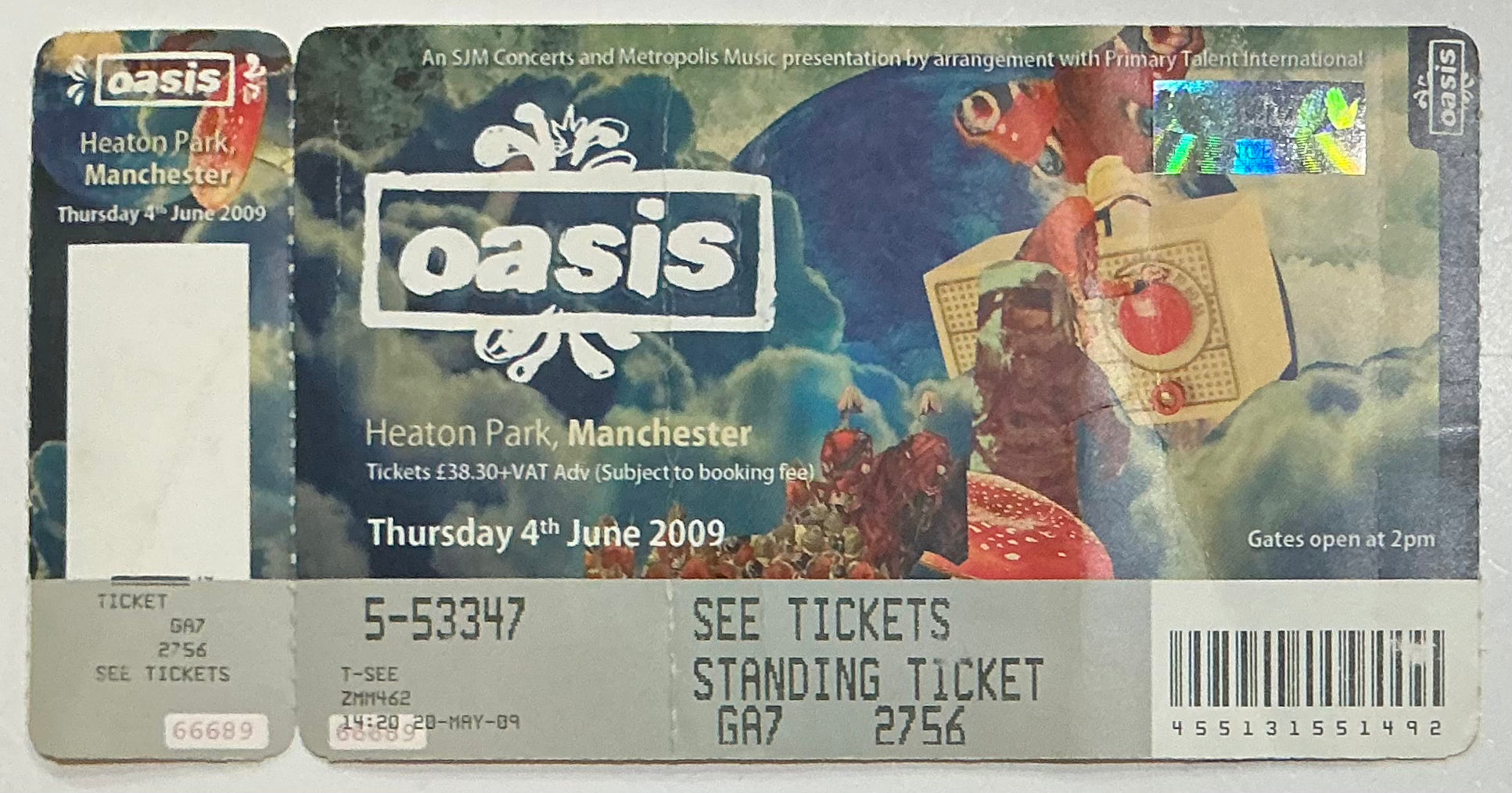 Oasis Original Rare Concert Ticket Heaton Park Manchester 4th Jun 2009