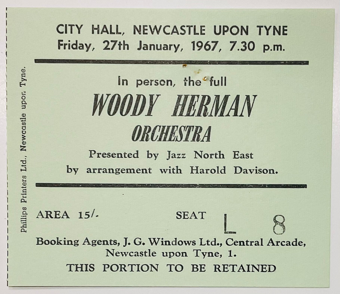 Woody Herman Original Used Concert Ticket & Programme City Hall Newcastle 27th Jan 1967