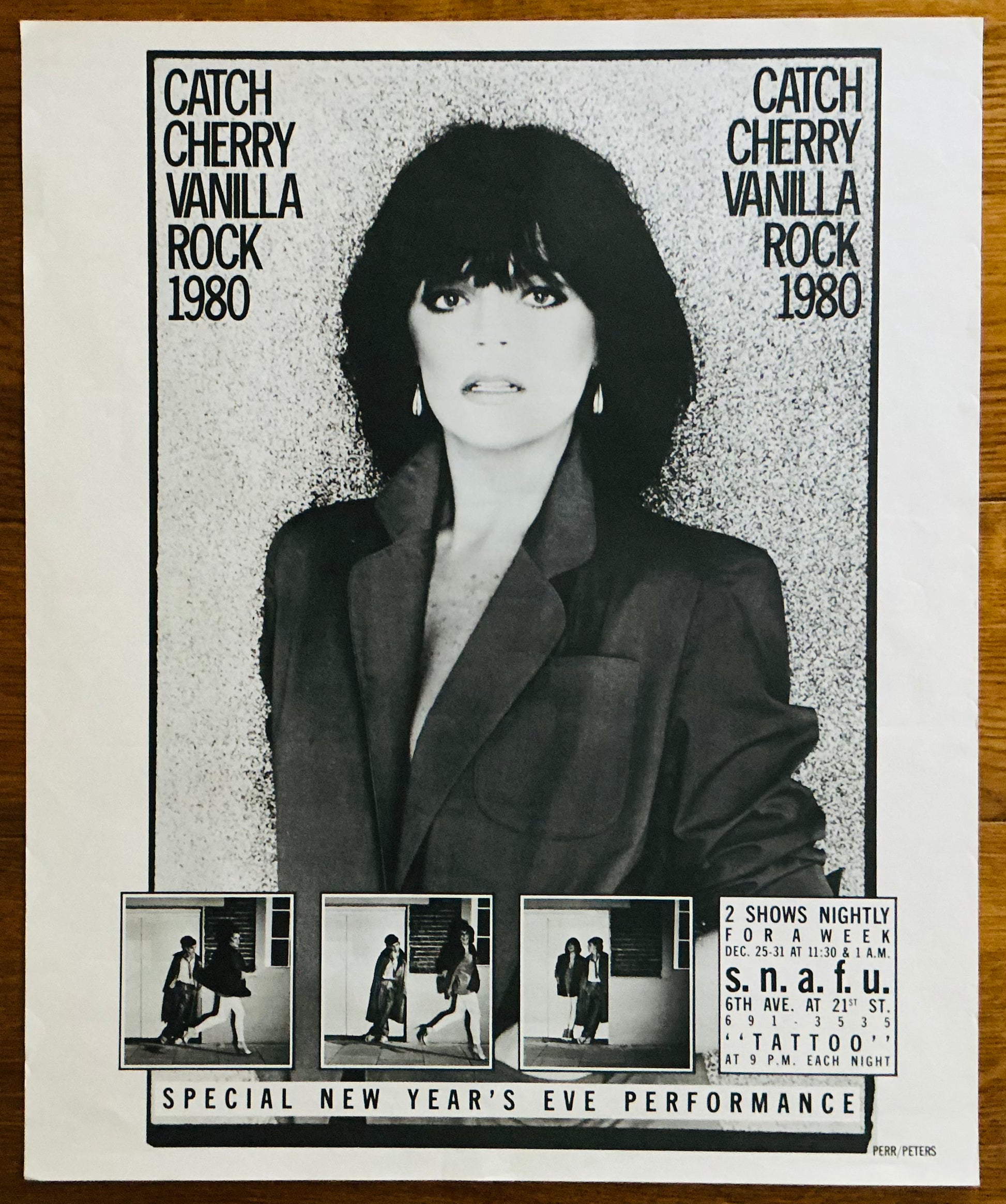 Cherry Vanilla Original Concert Tour Gig Poster S.N.A.F.U. New York Dec 1980