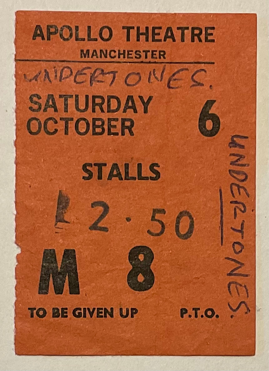 Undertones Original Used Concert Ticket Apollo Theatre Manchester 6th Oct 1979