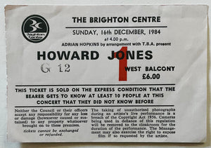 Howard Jones Original Used Concert Ticket Brighton Centre 16th Dec 1984
