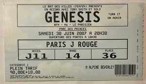Genesis Original Used Concert Ticket Parc des Princes Paris 30th Jun 2007
