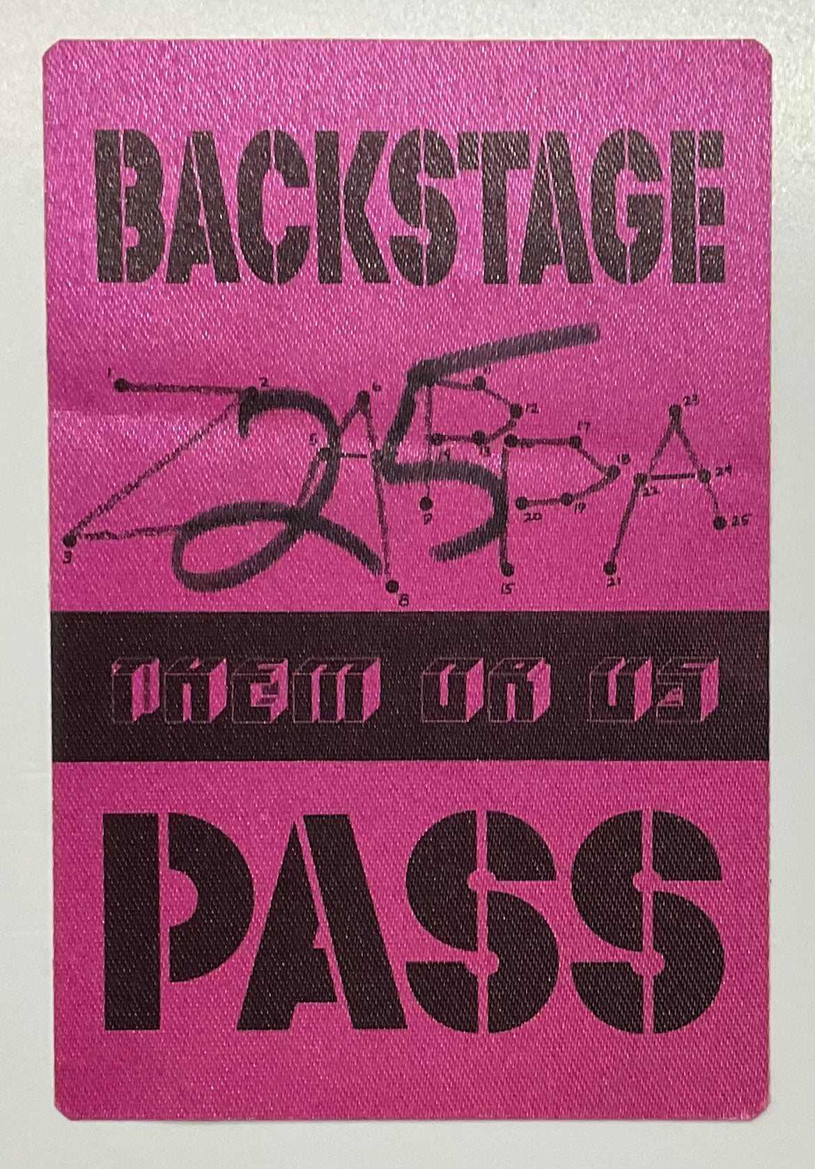 Frank Zappa Original Unused Concert Backstage Pass Ticket Hammersmith Odeon London 25th Sep 1984