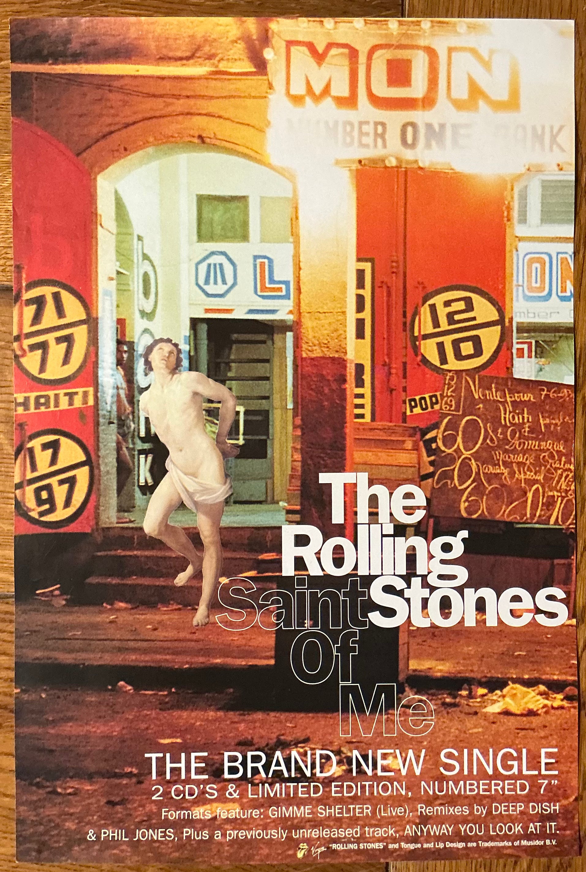 Rolling Stones Saint of Me Original Promo Poster Virgin Records 1997