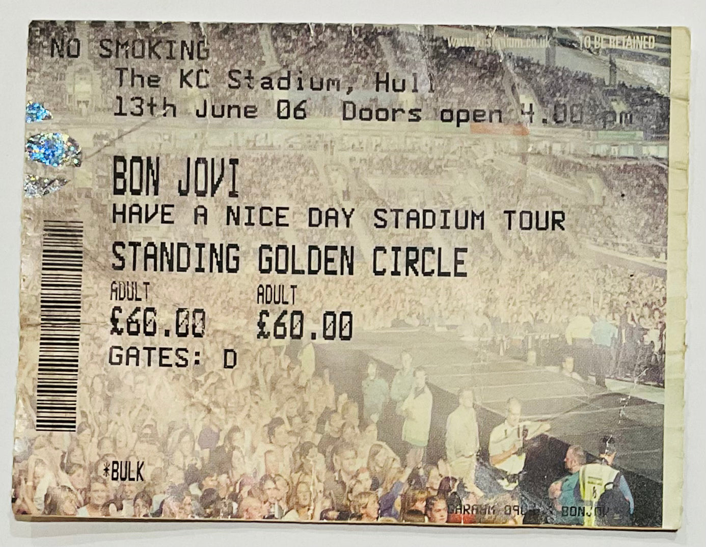 Bon Jovi Original Used Concert Ticket KC Stadium Hull 13th June 2006