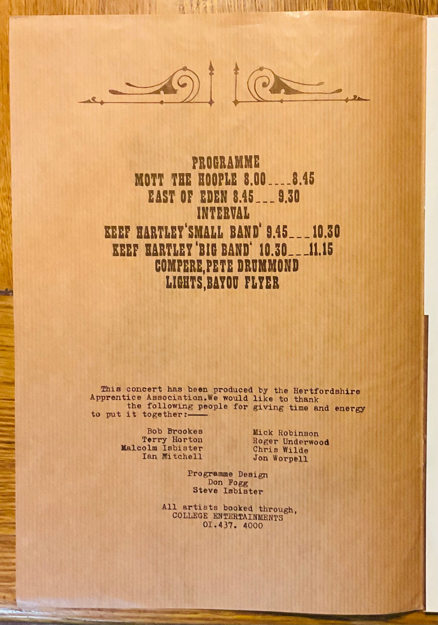 Keith Hartley Mott The Hoople Original Concert Programme Town Hall Watford 14th Apr 1970